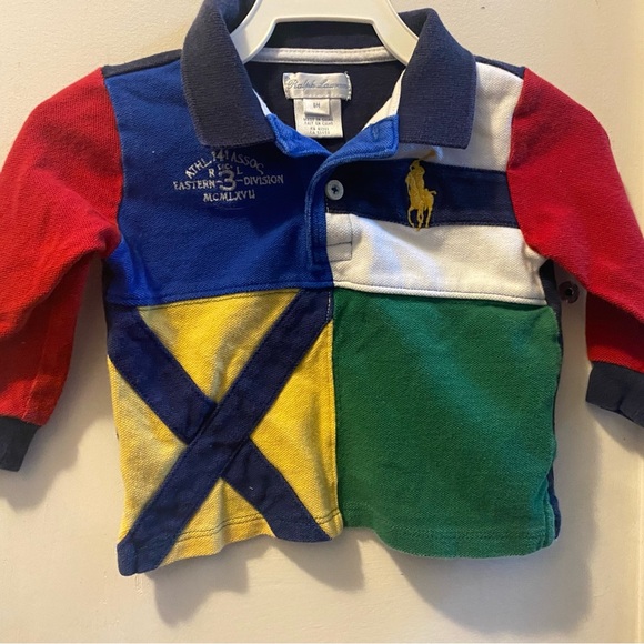 Ralph Lauren Colorblock Long Sleeve Polo Shirt - Picture 1 of 8